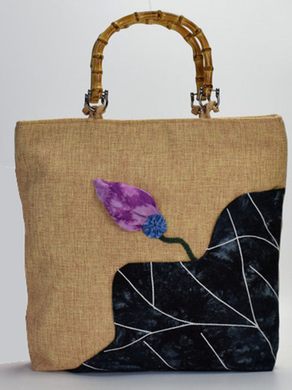 Retro Embroidered Zipper Tote Bag