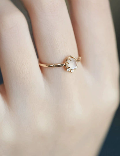 Elegant Round Moonstone Stud Earring