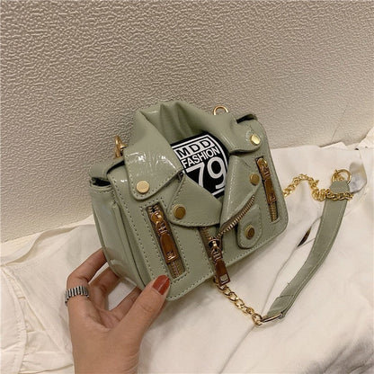 One Shoulder Glossy Suit Chain Bag