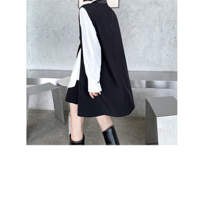 Solid Color Tailored Collar Irregular Tied Loose Vest