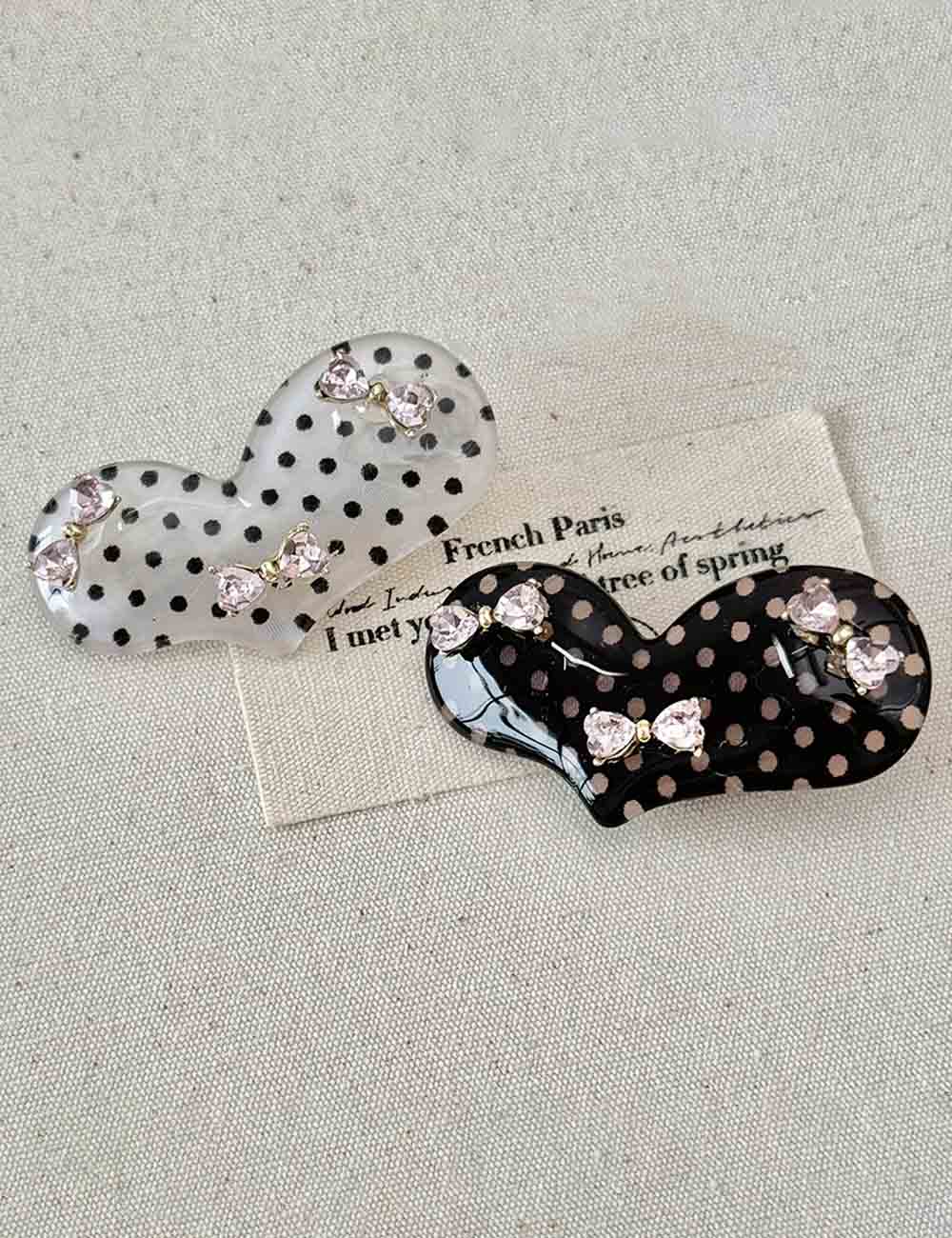 Bow Knot Rhinestone Dot Hair Clip