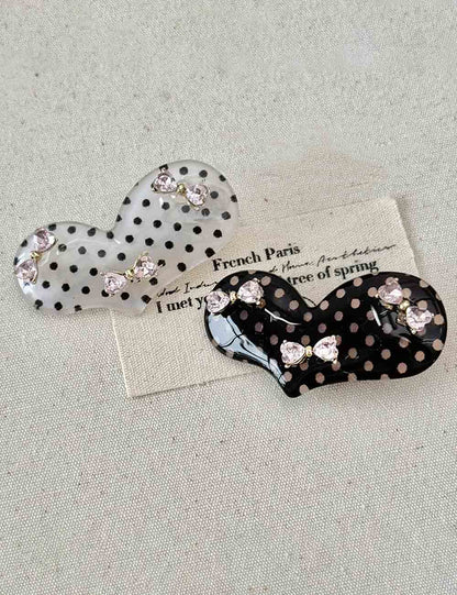 Bow Knot Rhinestone Dot Hair Clip