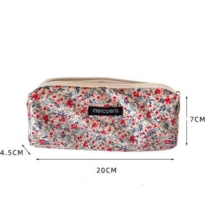 Simple Floral Print Makeup Pencil Pouch