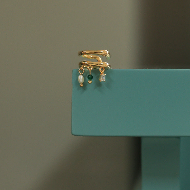 Pearl Layered Zircon Elegant Vintage Clip Earring