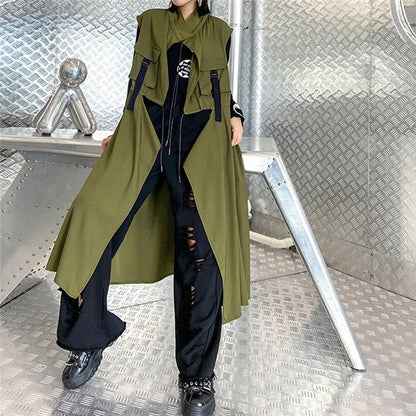 Solid Color Sleeveless Casual Loose Thin Long Vest