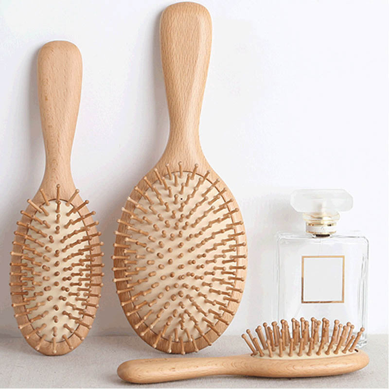 Wooden Handle Large Silicone Cushion Hair Combs