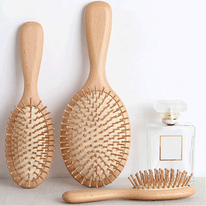 Wooden Handle Large Silicone Cushion Hair Combs