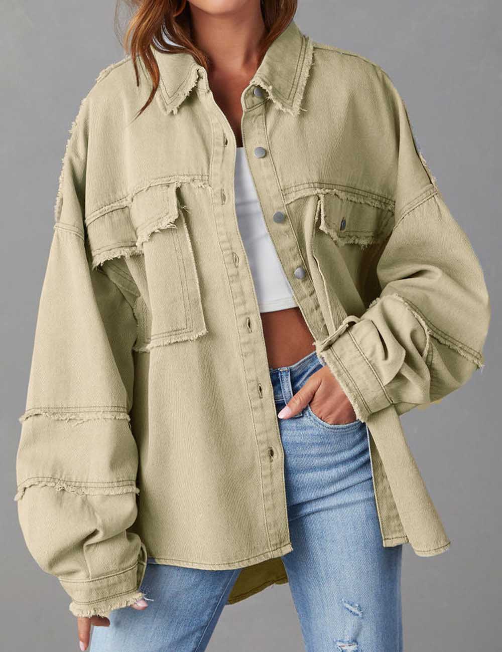 Solid Color Long Sleeve Oversized Jacket