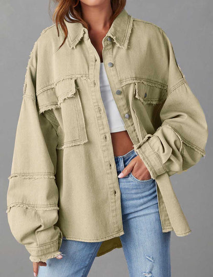 Solid Color Long Sleeve Oversized Jacket
