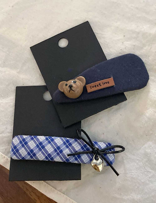 Sweet Bow Knot Bear Hair Clips Set