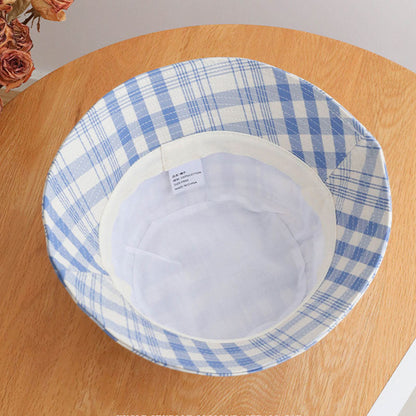 Simple Color Block Plaid Bucket Hat