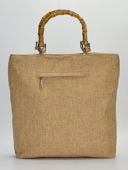 Retro Embroidered Zipper Tote Bag