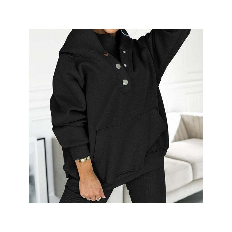 Solid Color Hooded Sports Casual Sweatshirt