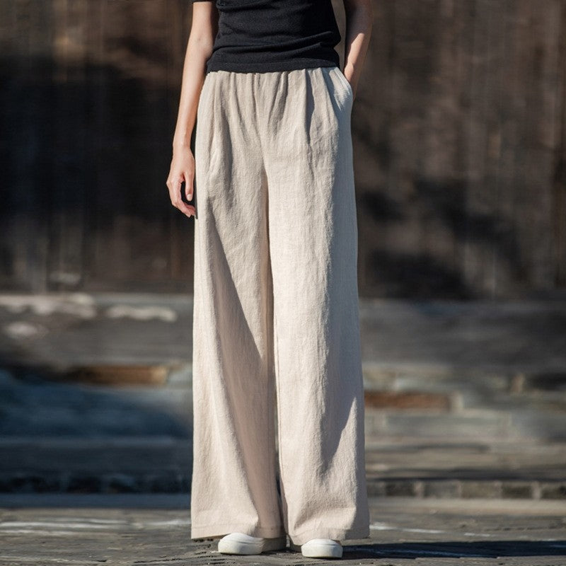 Lightweight Solid Color Casual Wide Leg Pants