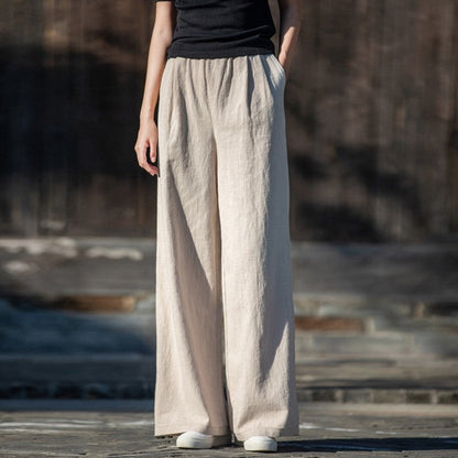 Lightweight Solid Color Casual Wide Leg Pants