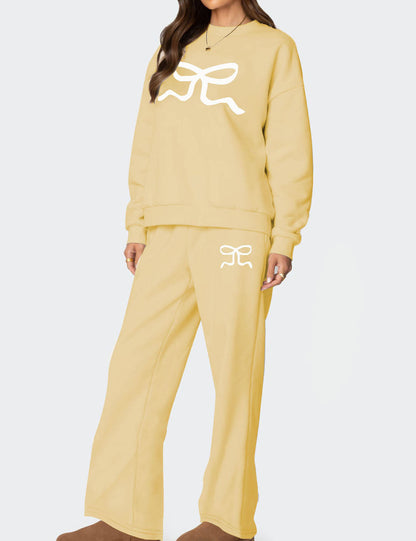 Casual Long Sleeve Thickened Sweatshirt Pants Set