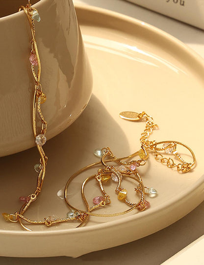 Vintage Twisted Double-Layer Zircon Necklace