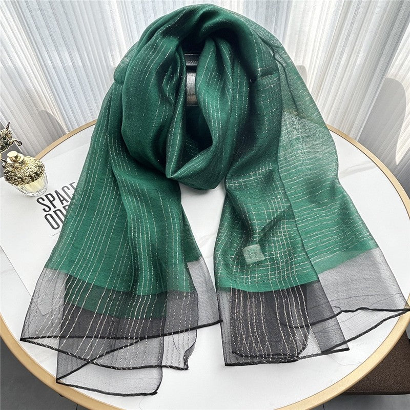 Fashion Plaid Scarf With Gold Trim