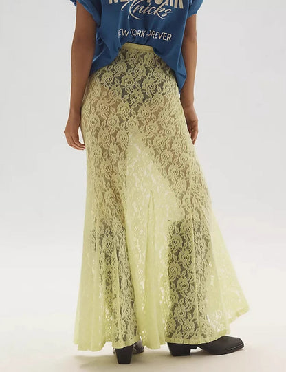 Lace Hollow Out Jacquard Irregular Skirts