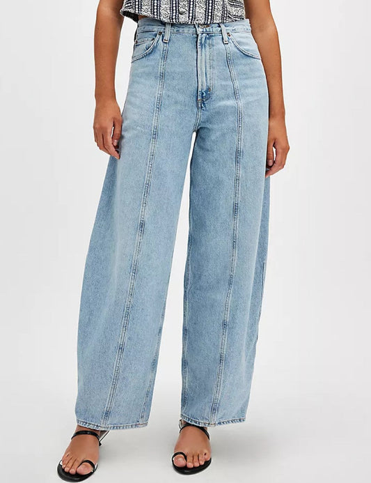 High Waist Denim Pant Washed Loose Jeans