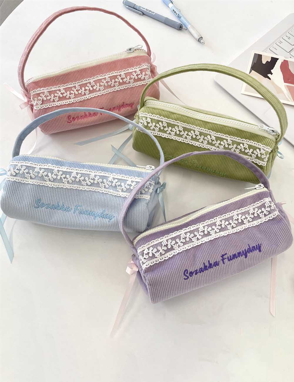 Minimalist Corduroy Makeup Pencil Pouch