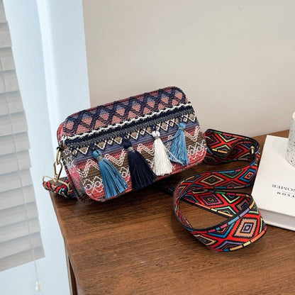 Casual Print Wear-Resisting Classic Tasseled Square Bag