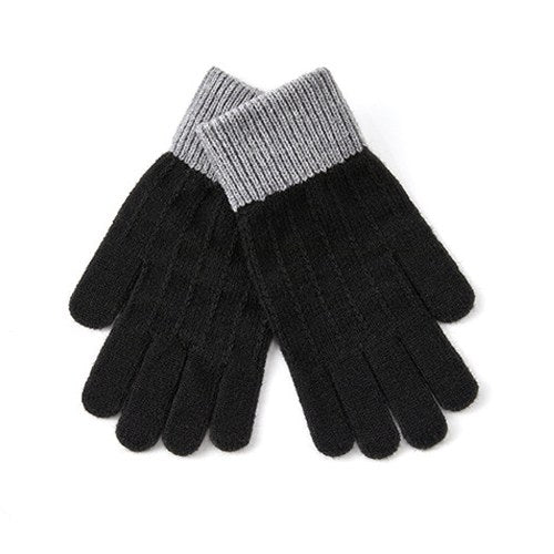 Color Block Splicing Padded Knit Gloves