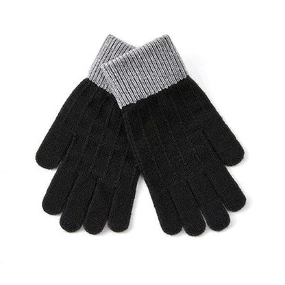 Color Block Splicing Padded Knit Gloves