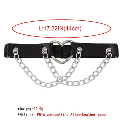 Leather Heart Rivet Chain Leg Strap