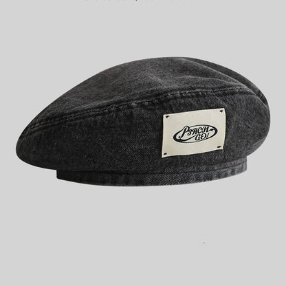 Trendy Denim Solid Color Beret Hat
