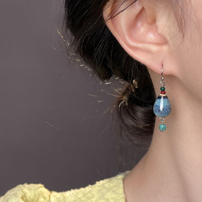 Handmade Ceramic Gourd Drop Earrings