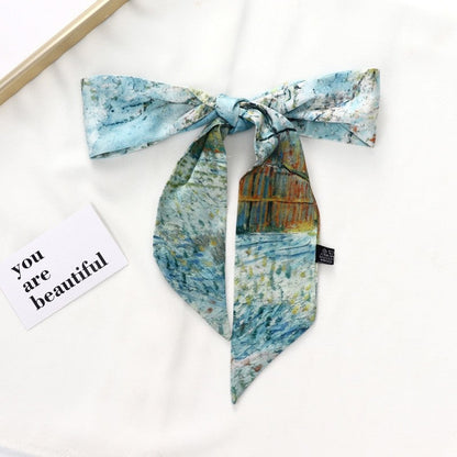 Vintage Elegant Oil Painting Long Silk Scarf