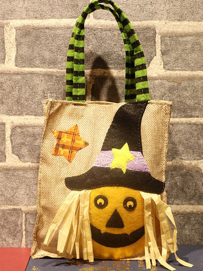 Halloween Burlap Pumpkin Tote Bag
