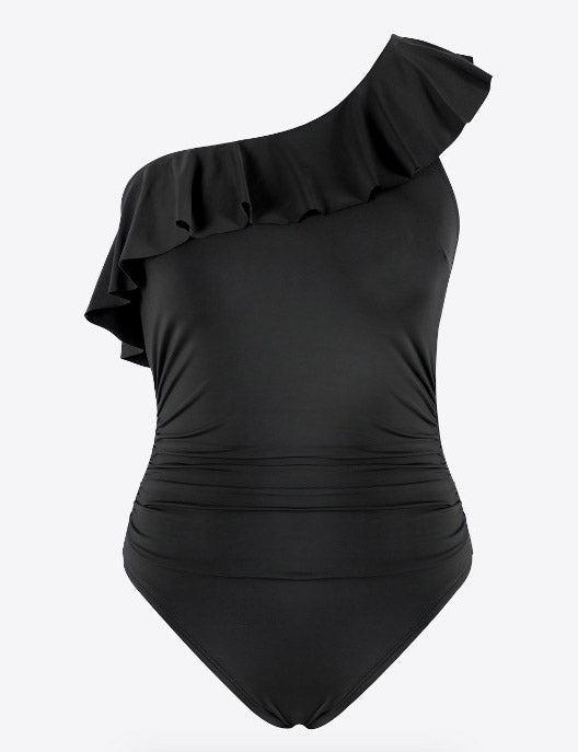 One Shoulder Ruffle One Piece Swimwear