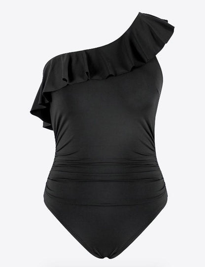 One Shoulder Ruffle One Piece Swimwear