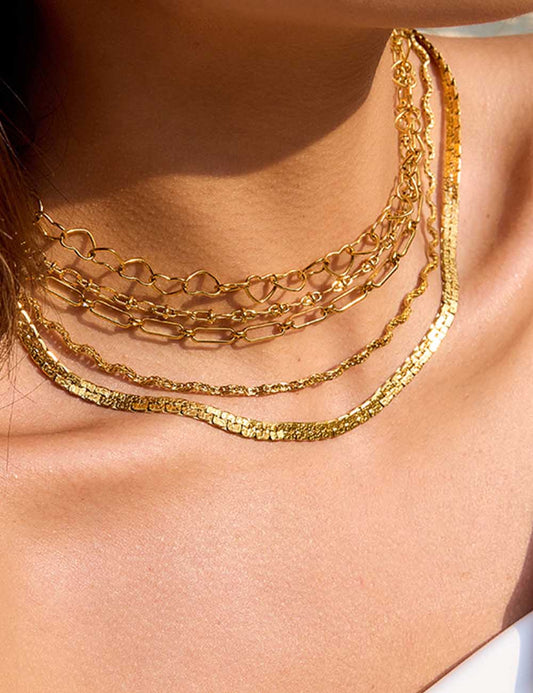 Simple Geometric Gold Plated Choker Necklace