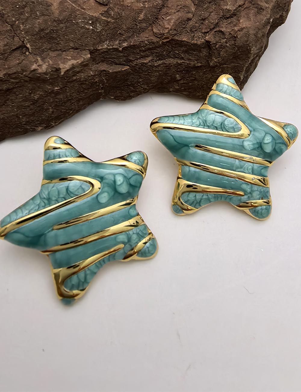 Luxury Star Handmade Drip Glaze Stud Earrings