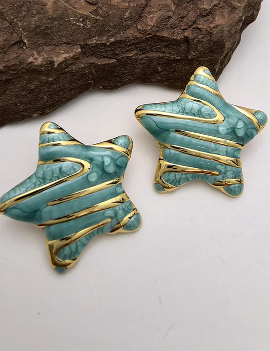 Luxury Star Handmade Drip Glaze Stud Earrings