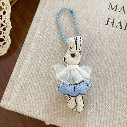 Plaid Love Bow Embroidery Sweet Bag Charm