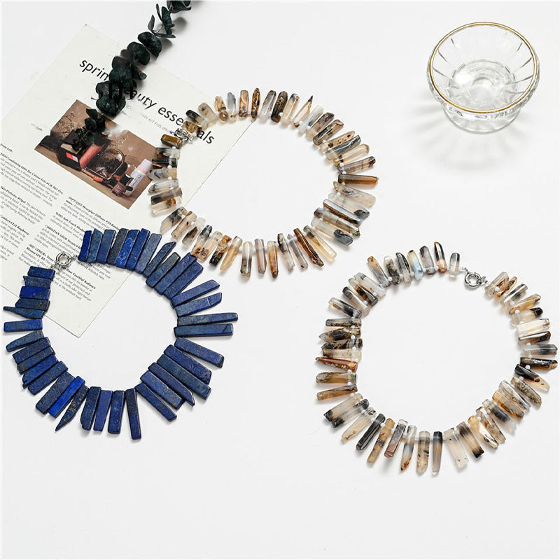 Natural Stone Irregular Raw Agate Slice Necklace