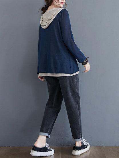 Original False Two Knitting T-Shirt Thin Sweater