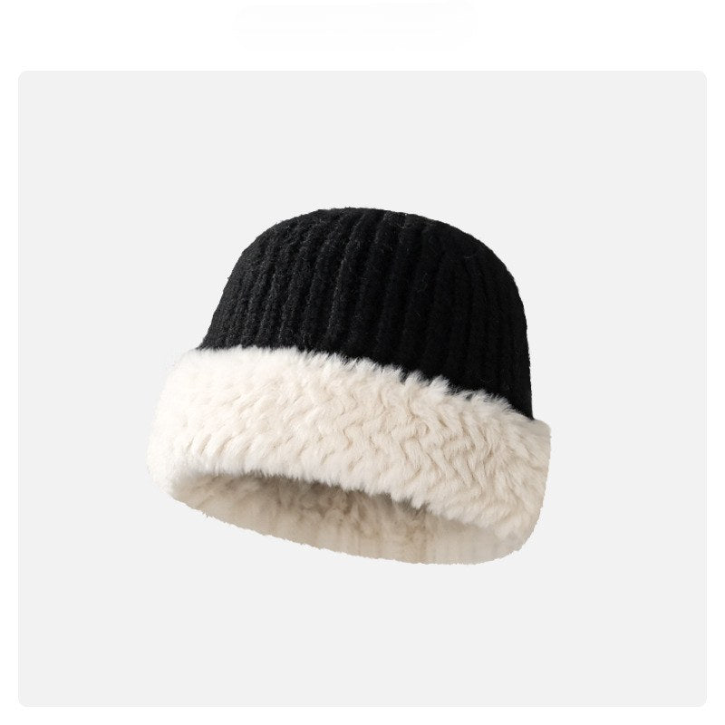 Color Block Padded Knit Plushed Bucket Hat