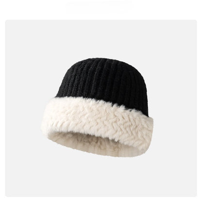 Color Block Padded Knit Plushed Bucket Hat