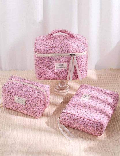 Cute Flower Print Portable Makeup Bag