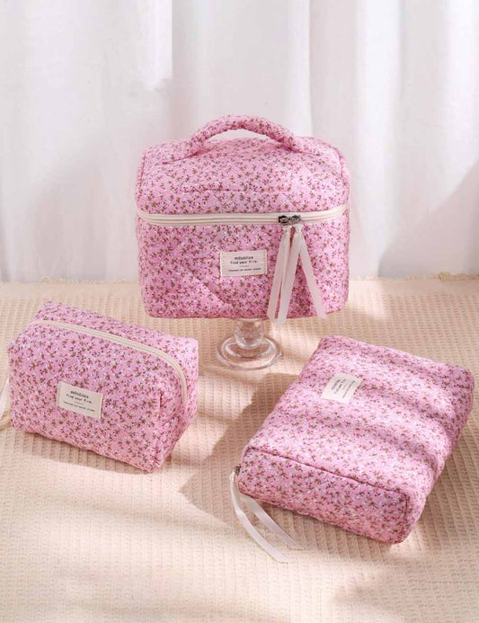 Cute Flower Print Portable Makeup Bag
