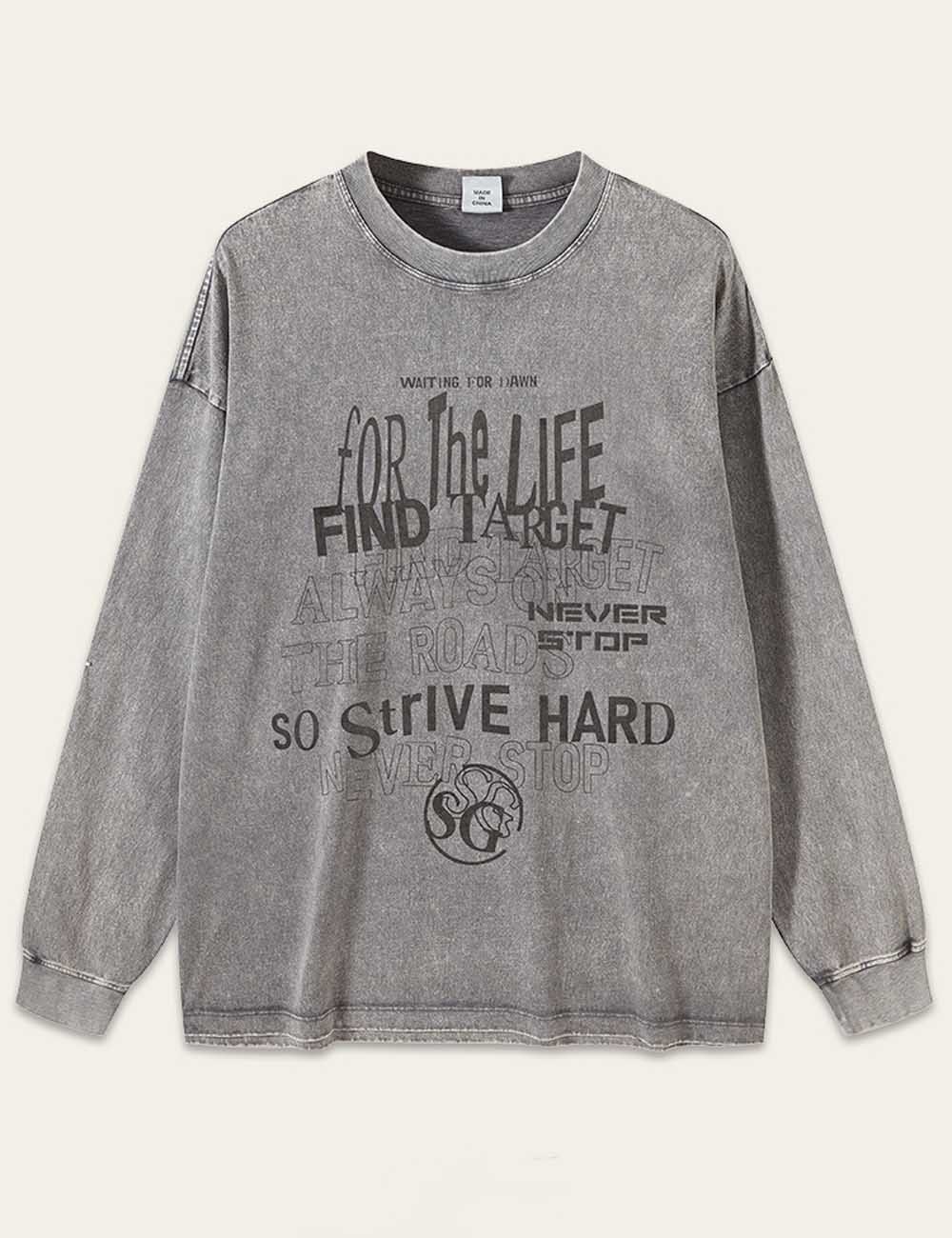 Retro Washed Letter Print Loose T-Shirt
