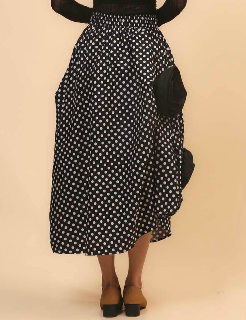 Irregular Hem Flower Decoration Midi Skirt