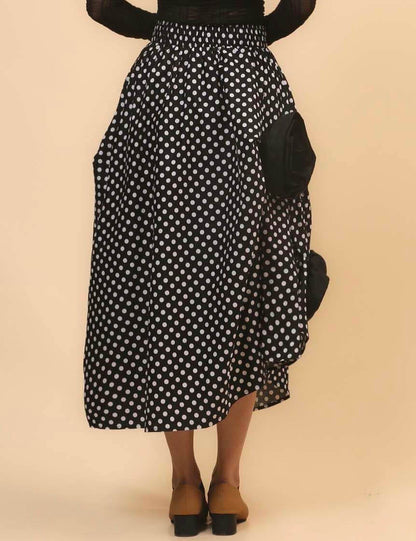 Irregular Hem Flower Decoration Midi Skirt