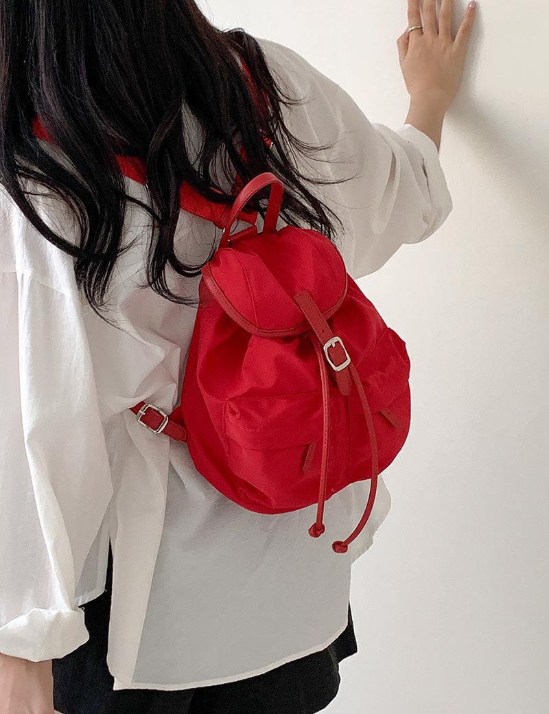 Solid Color Mini Nylon Drawstring Backpack