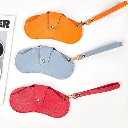 Soft Leather Portable Lanyard Glasses Case